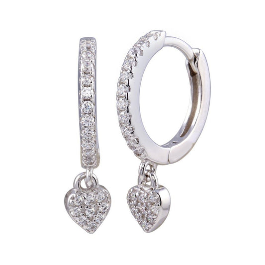 Heart huggie hoop Earrings Plata 925