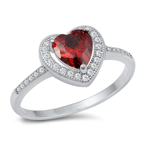 Anillo Corazón Garnet Plata 925