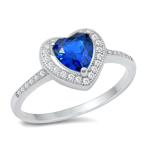 Anillo Corazón Plata 925 Azul zafiro