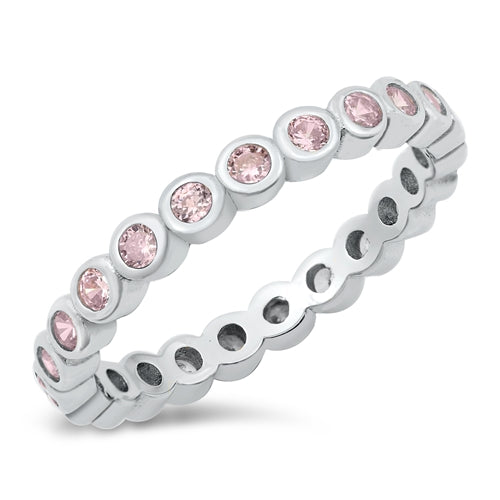 Anillo Band Pink Plata 925