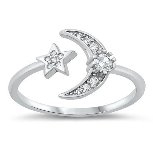 Anillo Luna Estrella Plata 925