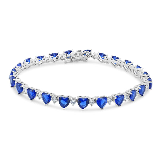 Pulsera corazones Azul Plata 925