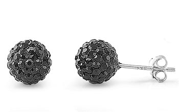 Silver Crystal Ball Earring Plata 925