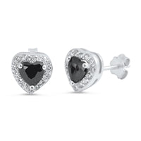 Black heart Earrings Plata 925