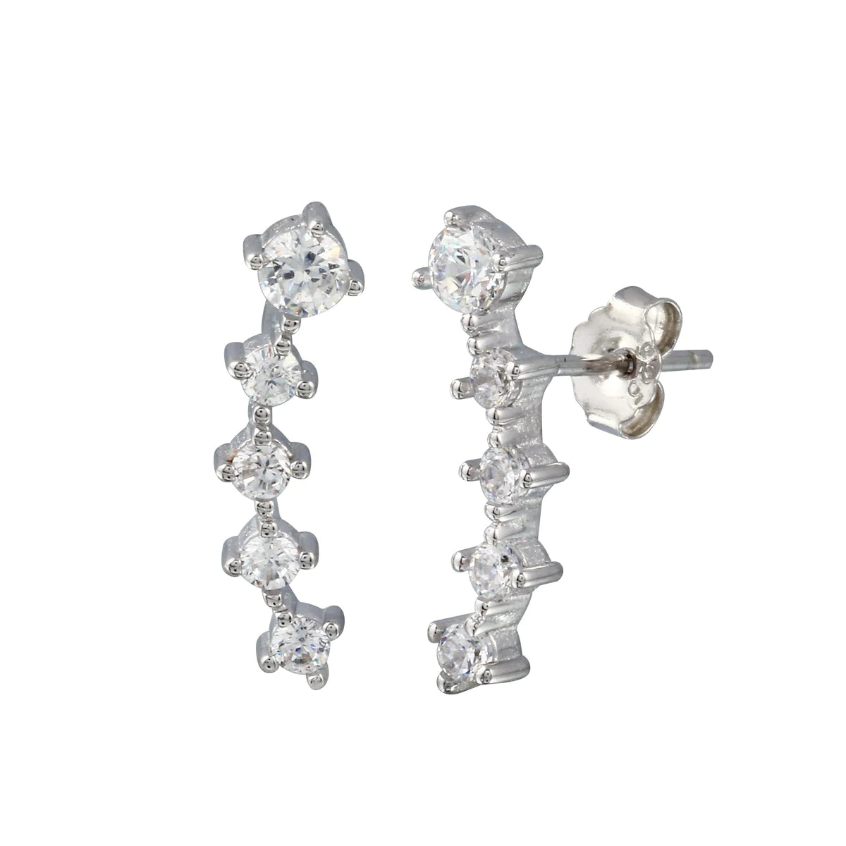 Graduated CZ Stud Earrings Plata 925