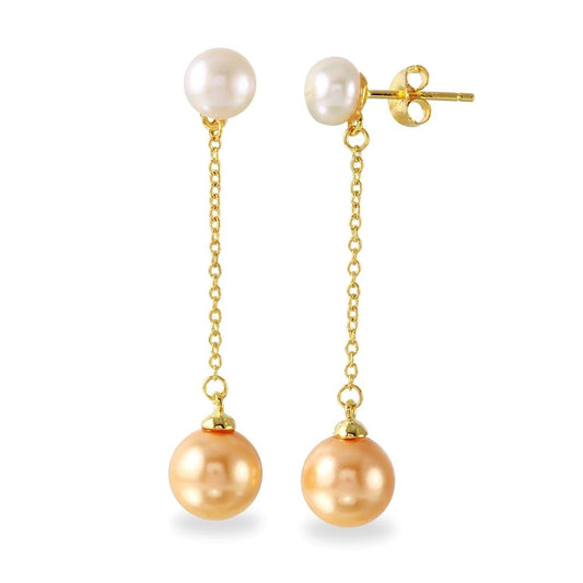 Gold Plated Fresh Water Pearl  Earrings Plata 925