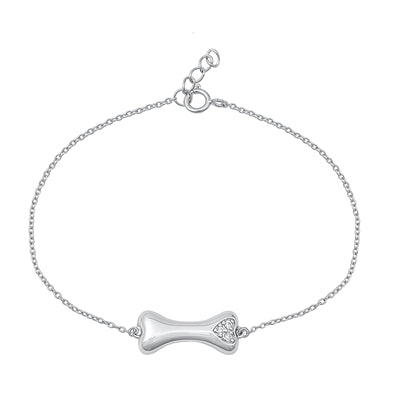 Bracelet Dog Bone & Heart Plata 925