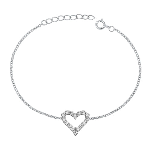 Bracelet Heart Cz Plata 925