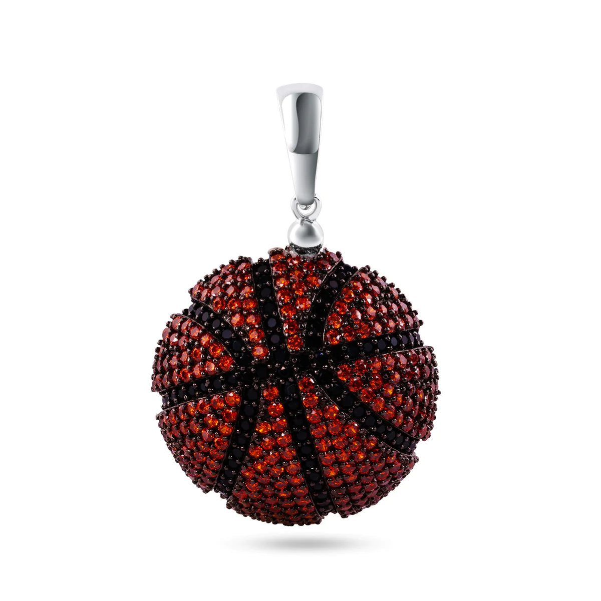 Basketball Black and Orange CZ Pendant Plata. 925