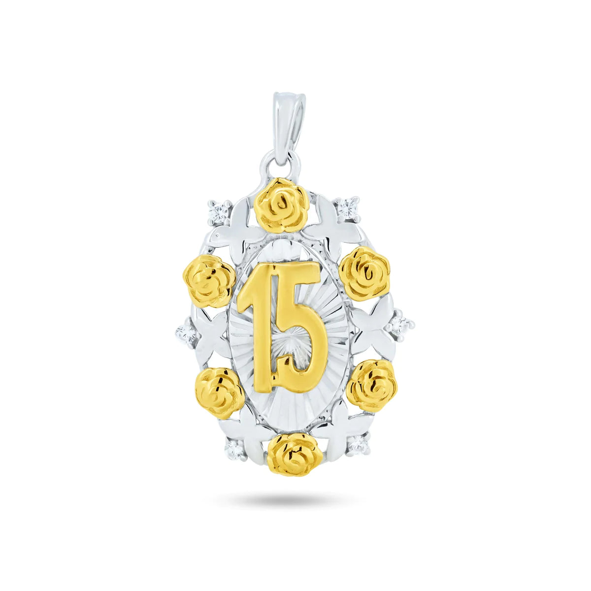 Oval Disc Quinceanera Pendant Plata 925